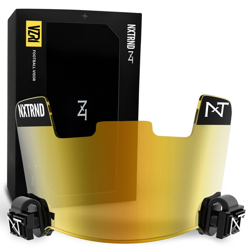 NXT NXTRND Nxtrnd VZR1 Football Visor  Flat Lens Technology  Fits Adult & Youth Football Helmets (Clear Gold) - Image 1